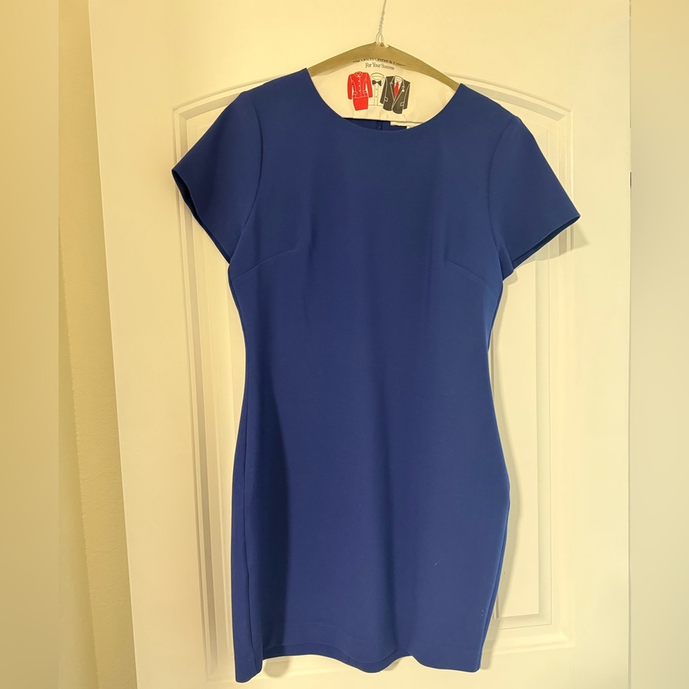 Likely Electric Blue Short Sleeve Mini Sheath Dress
